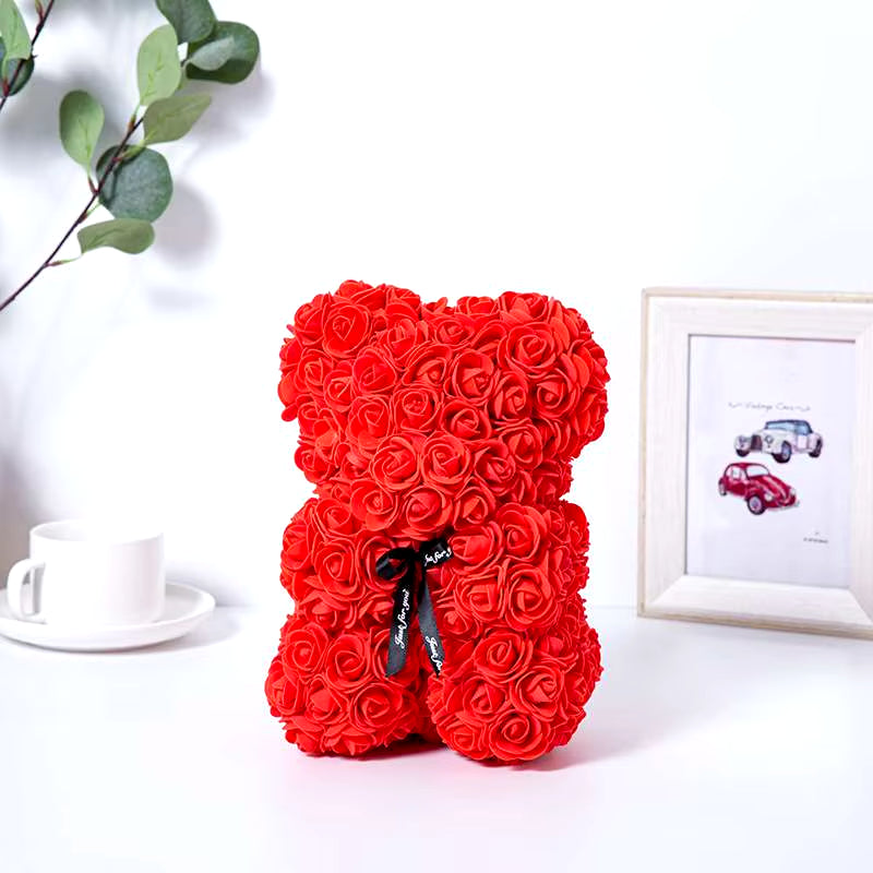 1Pc Artificial Rose Bear Flower a Gift for Women Christmas Valentine'S Day Birthday Anniversary