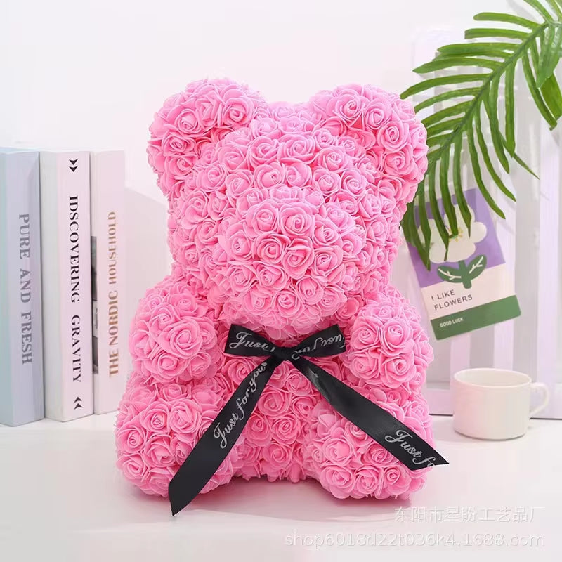 1Pc Artificial Rose Bear Flower a Gift for Women Christmas Valentine'S Day Birthday Anniversary