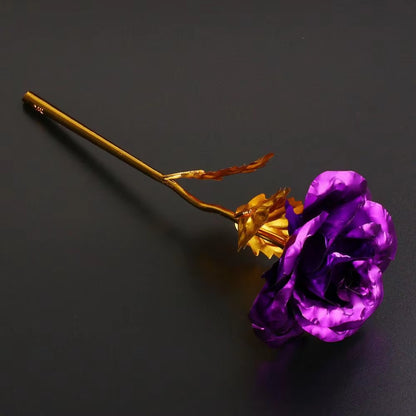 24K Gold Dipped Rose Flower Artificial Flowers Eternal Rose with Stand Forever Love in Box Birthday Valentine Day Gift for Girls