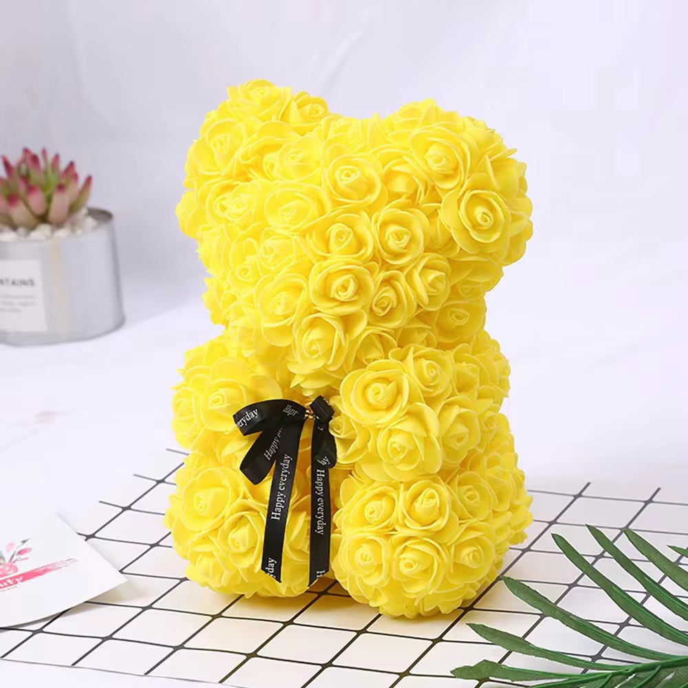 1Pc Artificial Rose Bear Flower a Gift for Women Christmas Valentine'S Day Birthday Anniversary