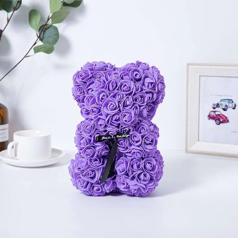 1Pc Artificial Rose Bear Flower a Gift for Women Christmas Valentine'S Day Birthday Anniversary