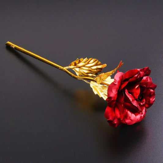 24K Gold Dipped Rose Flower Artificial Flowers Eternal Rose with Stand Forever Love in Box Birthday Valentine Day Gift for Girls