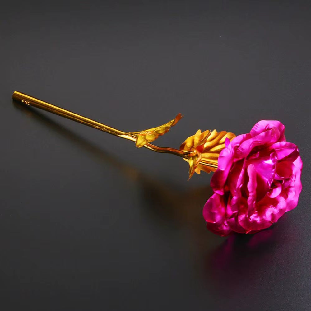 24K Gold Dipped Rose Flower Artificial Flowers Eternal Rose with Stand Forever Love in Box Birthday Valentine Day Gift for Girls